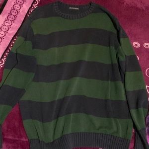 Blue and green striped sweater
